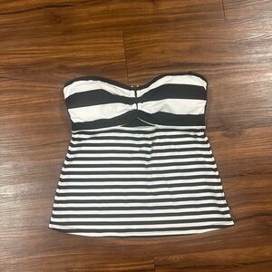Ralph Lauren Women's Black And White Stripped Swim Top